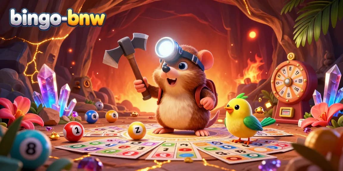 Bingo-bnw players experience thrilling jackpots with a vibrant scene featuring a treasure hunter mole and dynamic bingo elements.