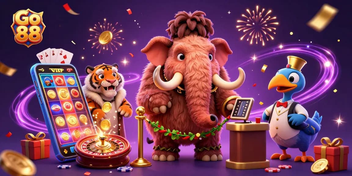 Spin and win with Go 88 at the vibrant casino entrance with exciting game elements.
