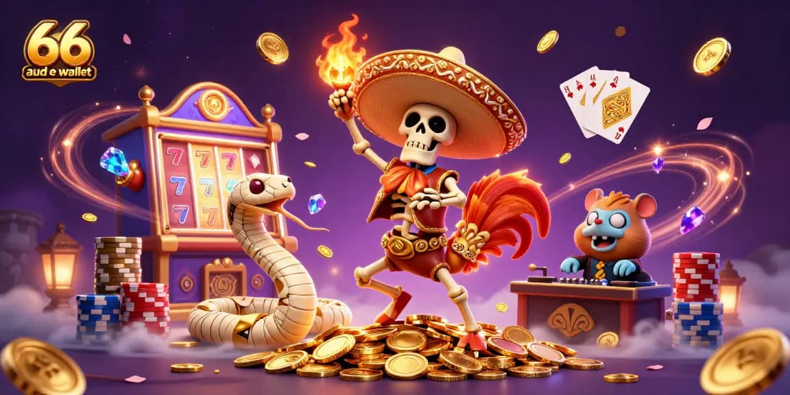 Experience thrilling gameplay with 66 aud e wallet in this vibrant casino illustration featuring dynamic elements.
