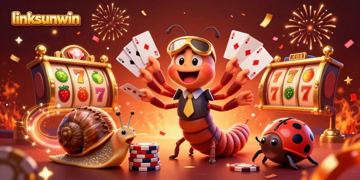 Experience thrilling gameplay and vibrant excitement at linksunwin with a lively casino scene featuring a cartoon dealer and colorful slot elements.