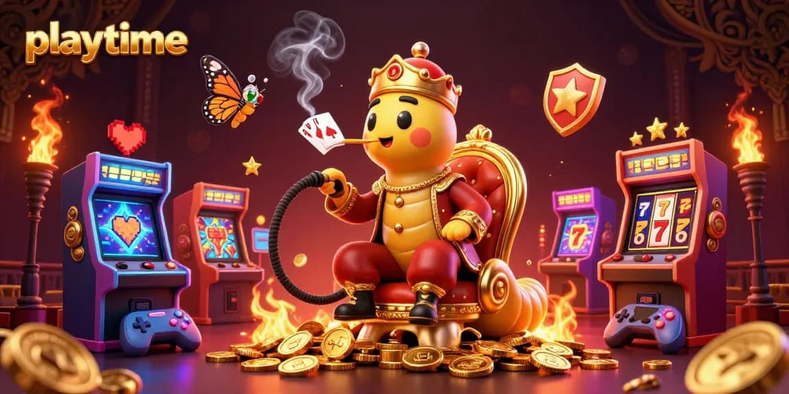 Experience playtime excitement with a vibrant casino-themed 3D illustration featuring engaging game elements.