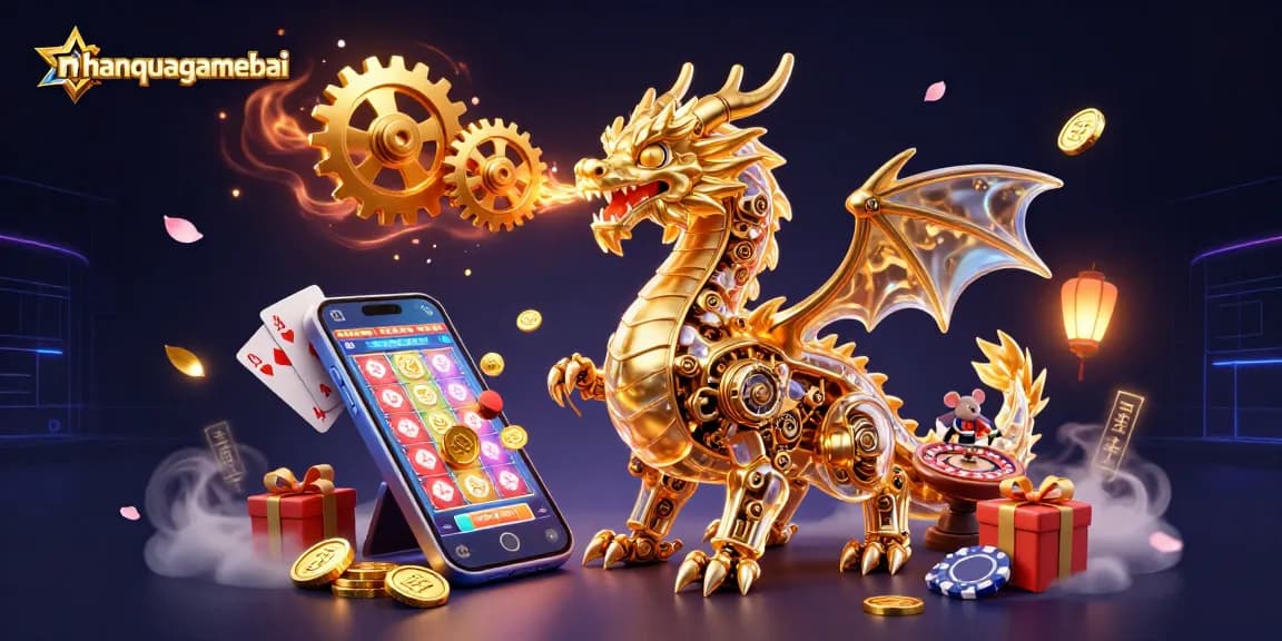 Engage in strategic gameplay with nhanquagamebai's vibrant 3D dragon-filled casino scene full of excitement.