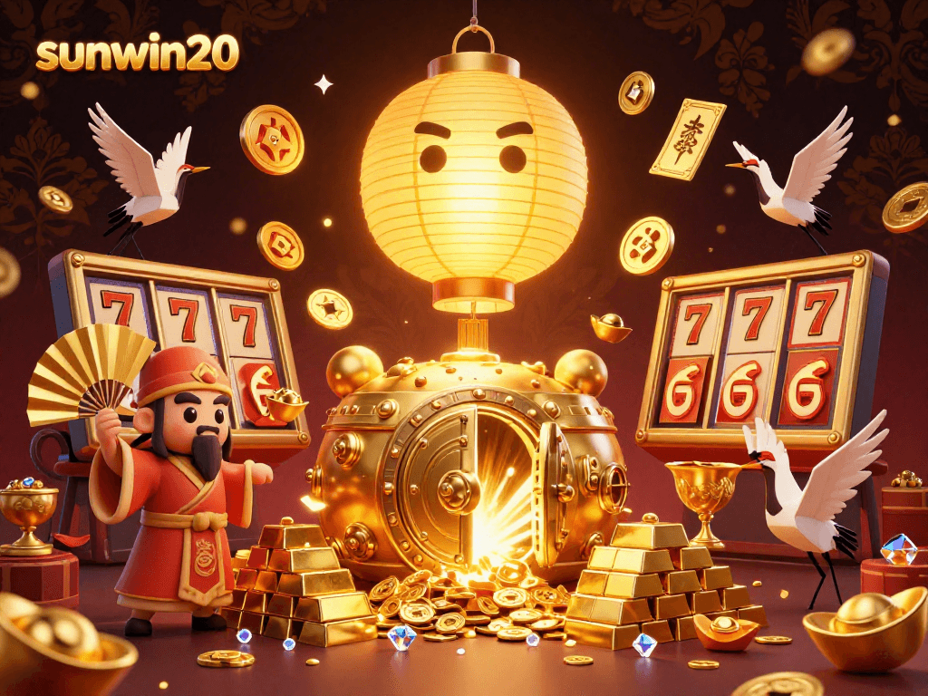 Engage in thrilling gameplay with sunwin20 amidst gold treasure and epic symbols at night market casino.