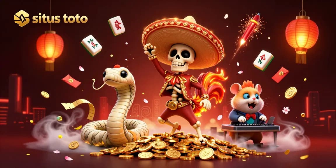 Experience exhilarating gameplay at situs toto with golden coins, festive decorations, and thrilling characters.