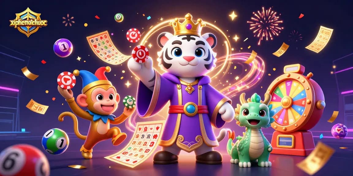 Engage with thrilling gameplay at xiphematchuoc as a white tiger and monkey celebrate casino wins.