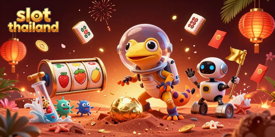 Experience dynamic wins with slot thailand, featuring vibrant casino elements and lively characters.