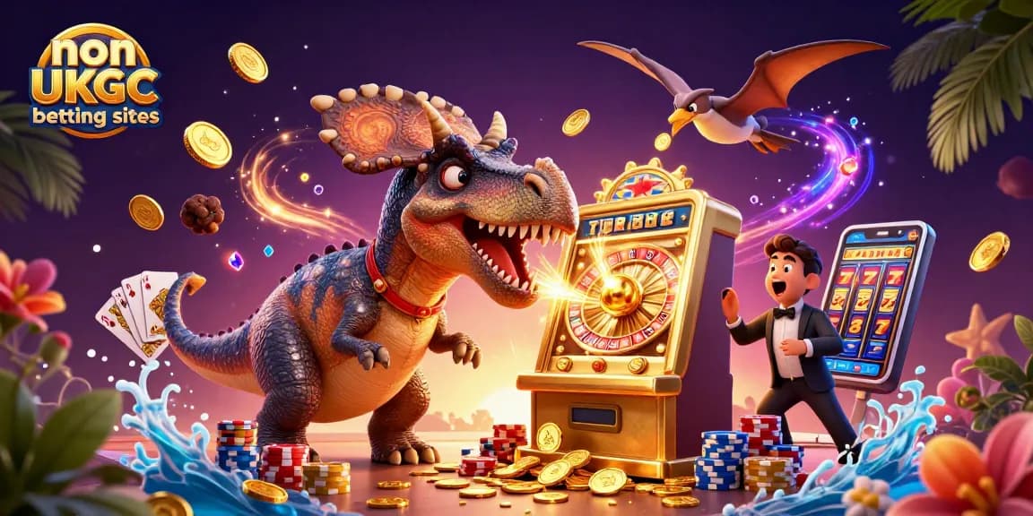 Engage with non UKGC betting sites as a pachycephalosaurus wins jackpots amidst vivid casino action.