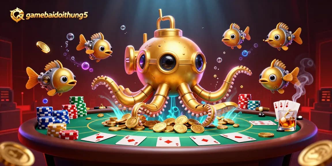 Engage in thrilling play with gamebaidoithuong5 illustrated in a vibrant underwater casino scene.