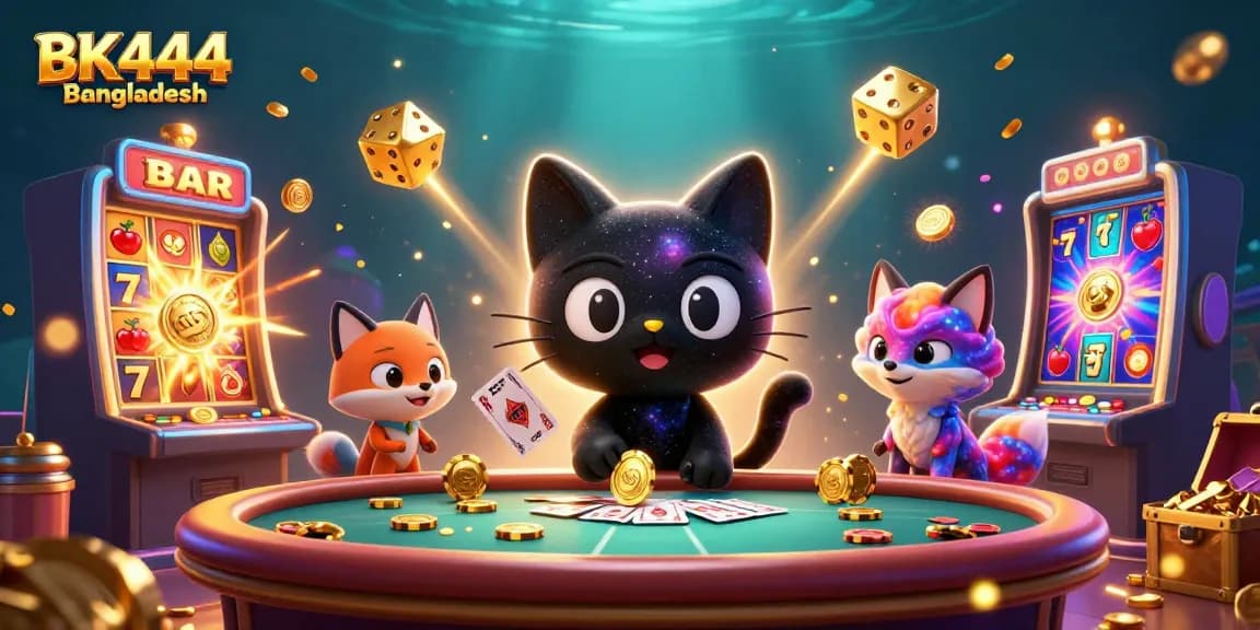 Experience the thrill of BK444 Bangladesh with a vibrant cosmic casino scene featuring animated characters and engaging gameplay elements.