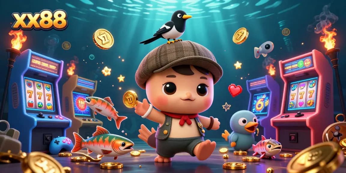 Engage with exciting games at xx88, featuring vibrant slot elements and playful characters.