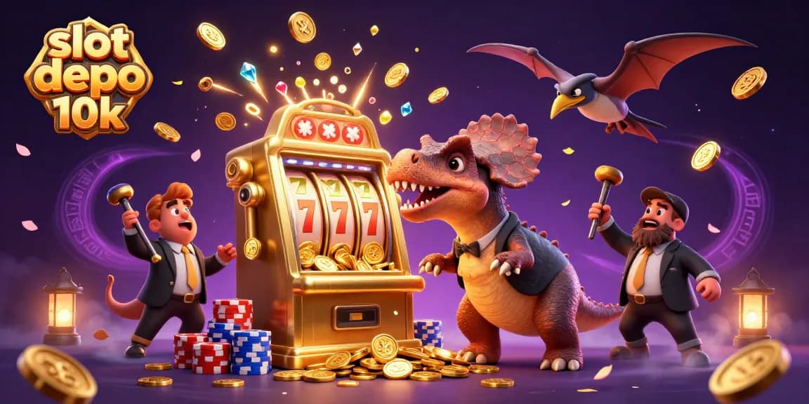 Engage with thrilling action as the slot depo 10k machines pay out jackpot coins, featuring animated characters.
