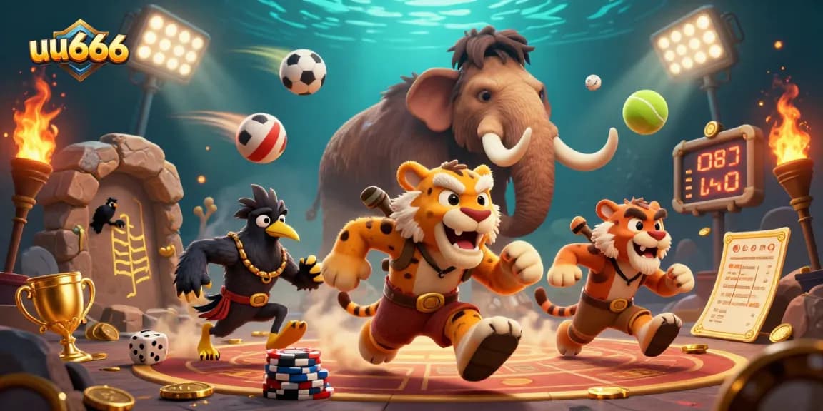 Experience dynamic gaming action with uu666 featuring a prehistoric casino scene packed with sports elements.