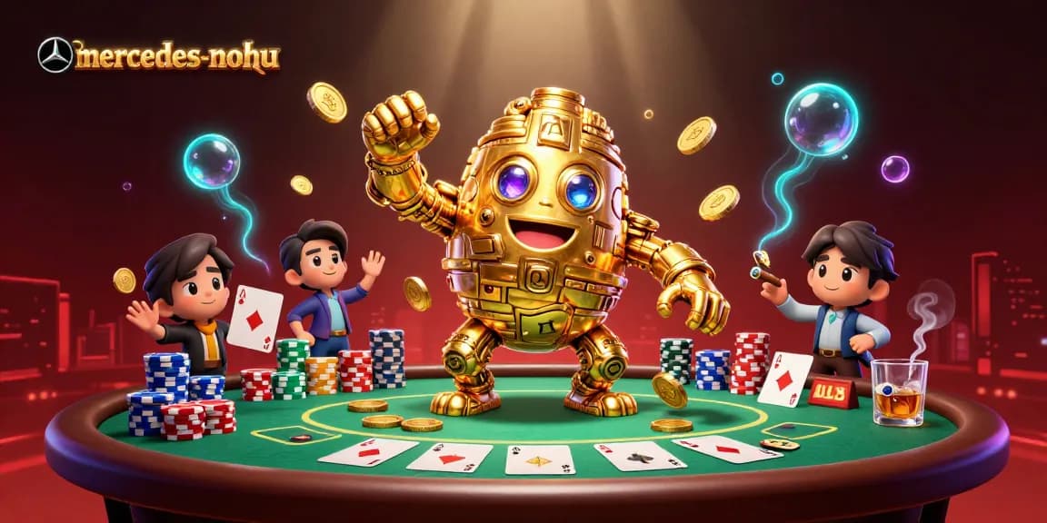 Engage in thrilling poker action at mercedes-nohu with golden golem and vibrant casino elements.