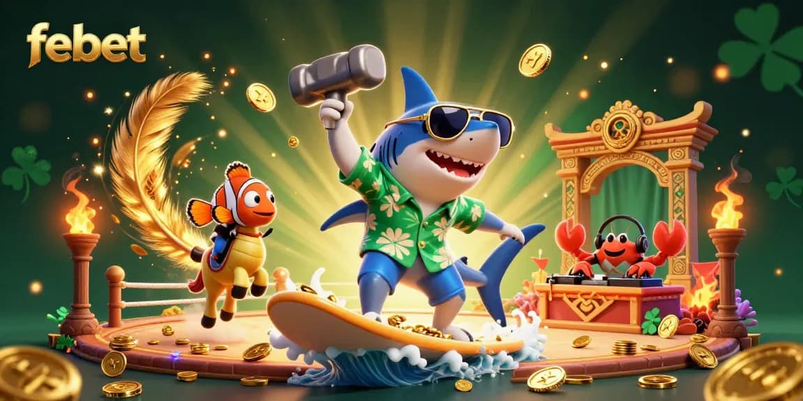 Experience the excitement of febet with a vibrant 3D casino illustration featuring amazing characters and dynamic gaming elements.