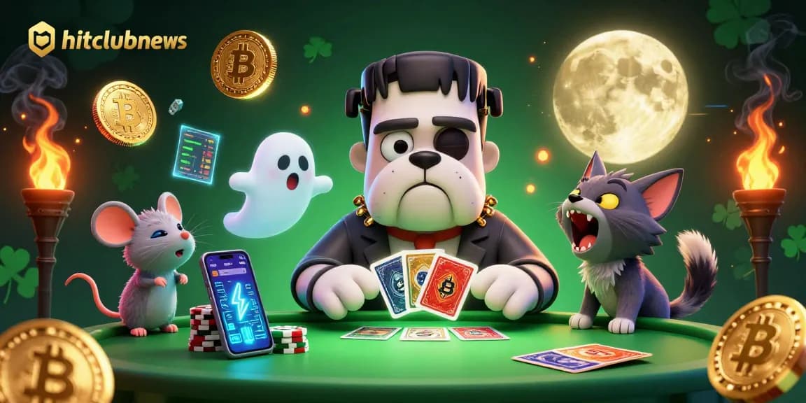 Engage with hitclubnews interactive gaming at a vibrant casino table featuring a bulldog monster dealer.