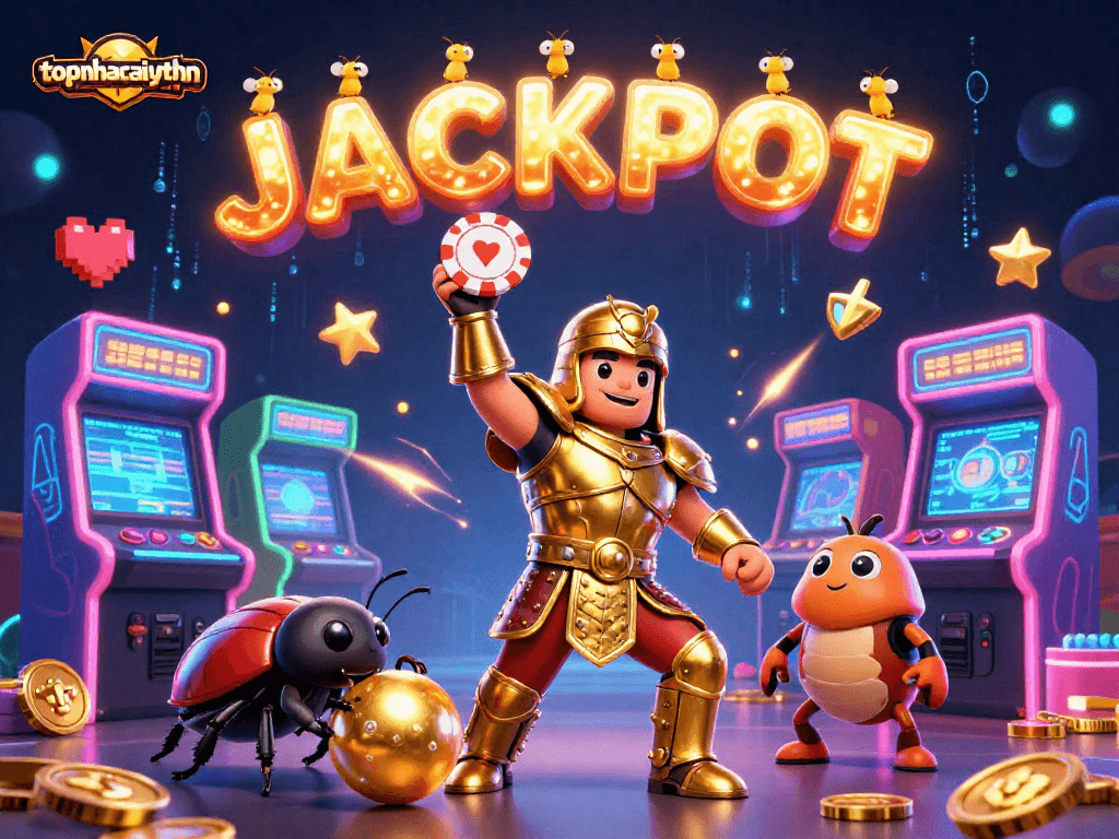 Experience topnhacaiuytinn as hercules beetle lifts a poker chip in a vibrant casino scene