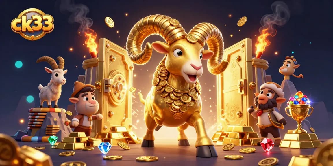 Experience the excitement of ck33 as the golden ram charges through a treasure-filled scene.