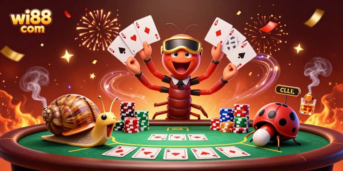 Experience vibrant gameplay at wi88 com with a thrilling poker scene featuring unique characters.