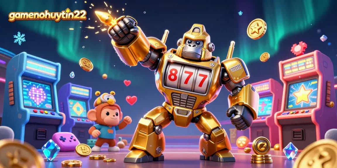 Win big at gamenohuuytin22 with exciting Pai Gow action featuring a 3D golden gorilla mech.