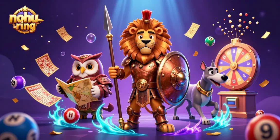 Nohu-ring players enjoying vibrant lottery-themed gameplay with dynamic visuals and characters.
