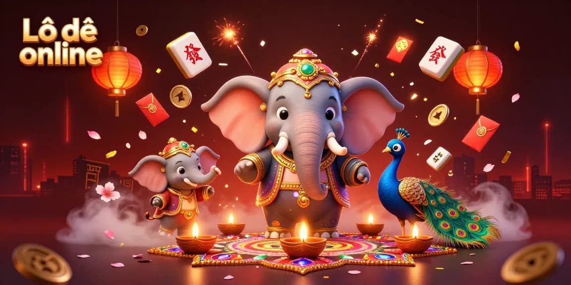 Engage in Lô đề online with immersive gaming elements and festive characters in an exciting 3D scene.