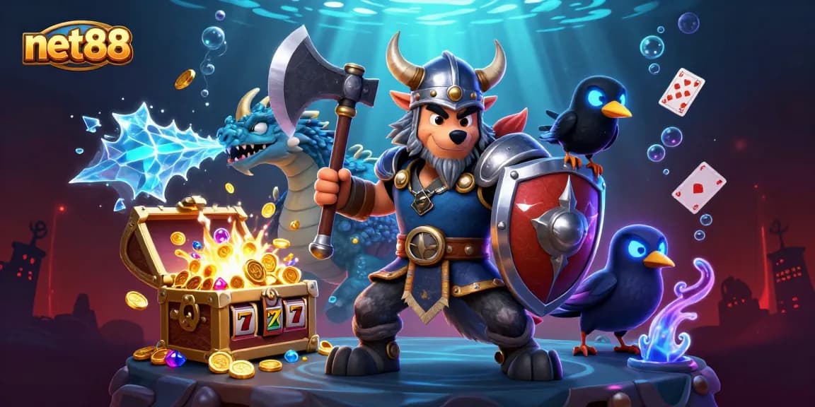 Engage in thrilling slots action with net88 as a Viking warrior battles for top rewards.