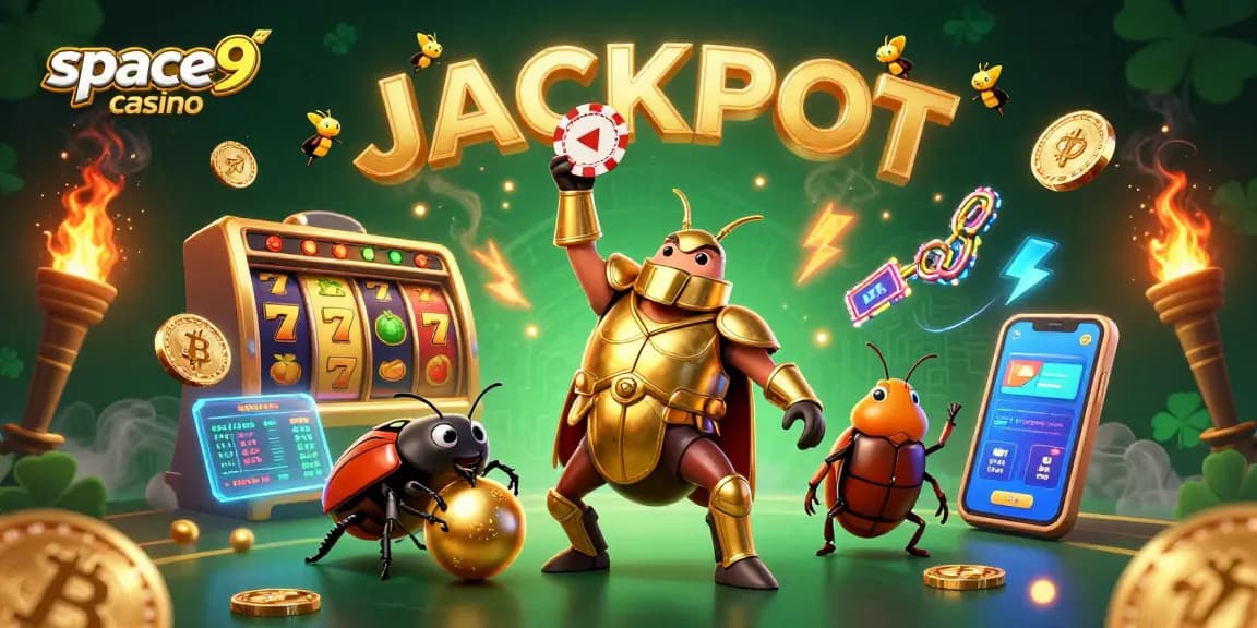 Experience big wins at space9 casino with vibrant slot games and golden jackpot elements in engaging 3D art.