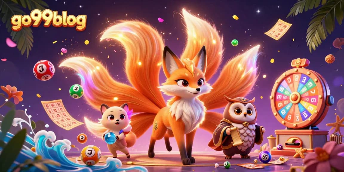 Engage with go99blog's vibrant casino universe featuring a nine-tailed fox spirit amidst lottery fun.