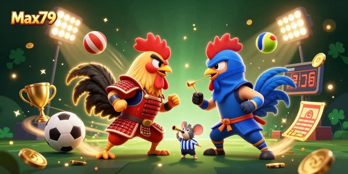 Max79 energizes sports betting with thrilling cartoon roosters in epic showdown.