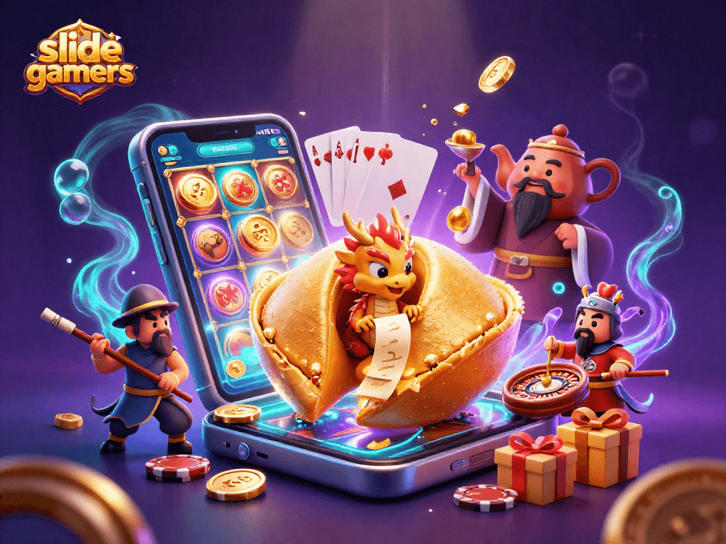 Slidegamers engage in thrilling gameplay amidst a fantasy casino atmosphere.