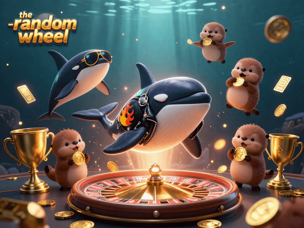 The-random-wheel brings luck with a colorful casino scene featuring dynamic characters and elements.