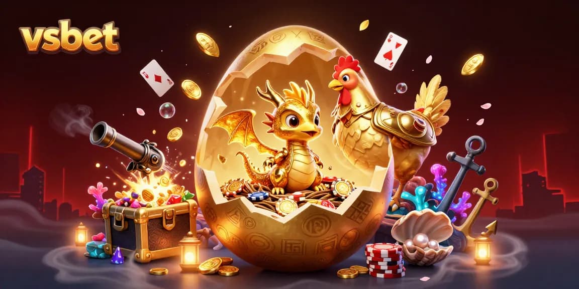 Play slots and bet with vsbet featuring a golden dragon and poker chips in a dynamic scene.