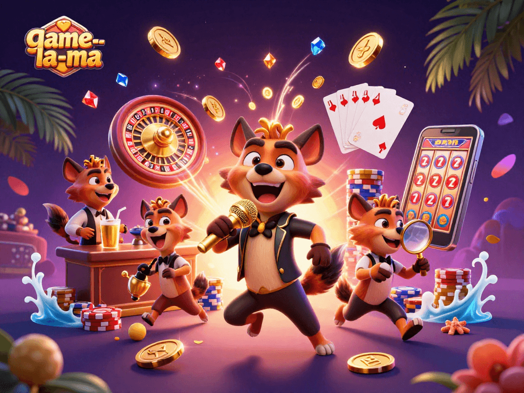 Experience the joy of gaming at game-la-ma with lively hyenas in a comedy casino!