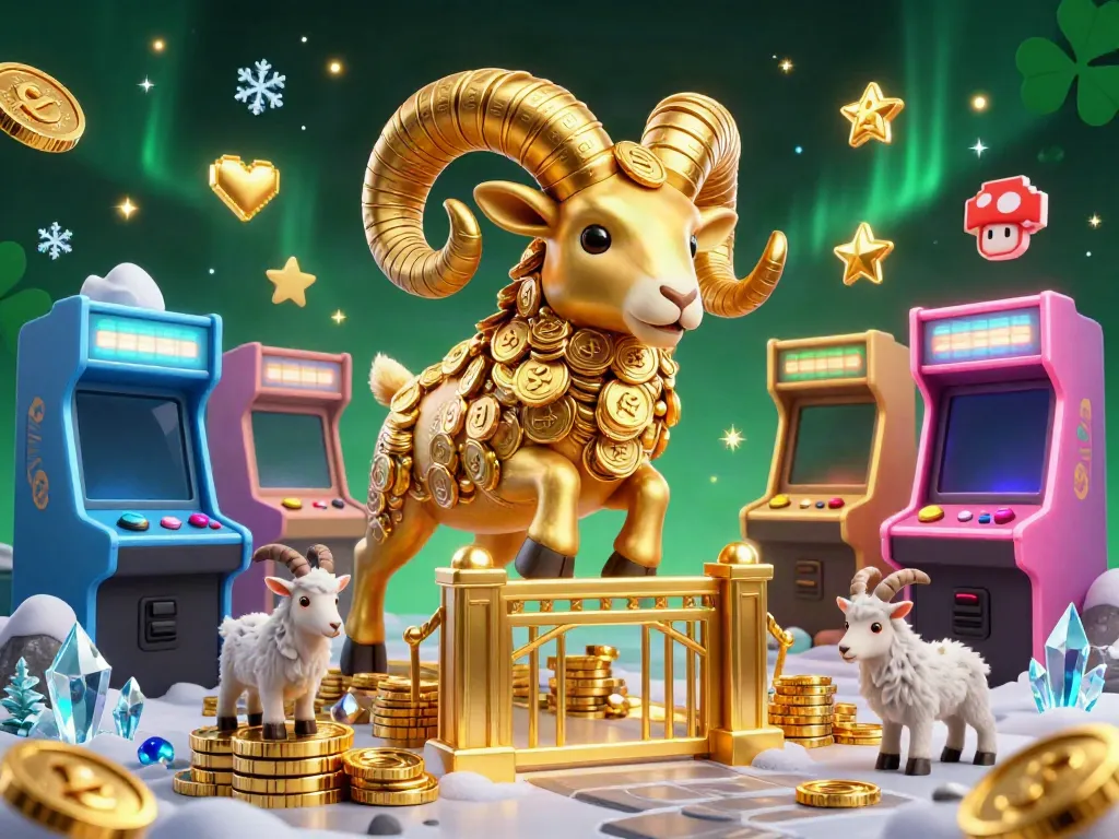 Experience the thrill of au88 with a golden ram charging through a whimsical casino scene filled with dynamic game elements.