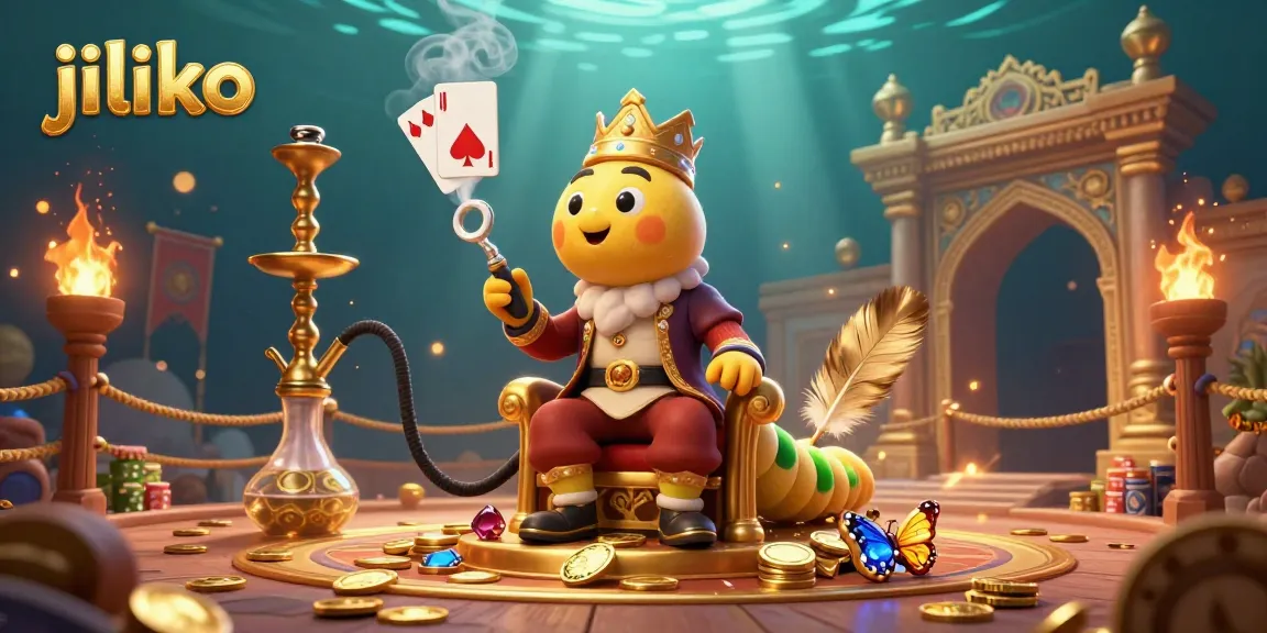 Engage in thrilling poker action on the Jiliko platform featuring a lively 3D scene with playful characters.