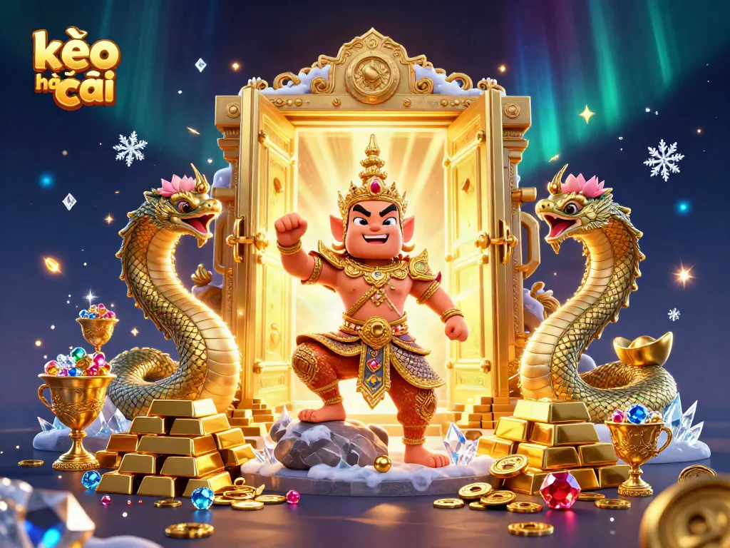 Engage with kèo nhà cái through a vibrant 3D scene depicting fortune and betting excitement.