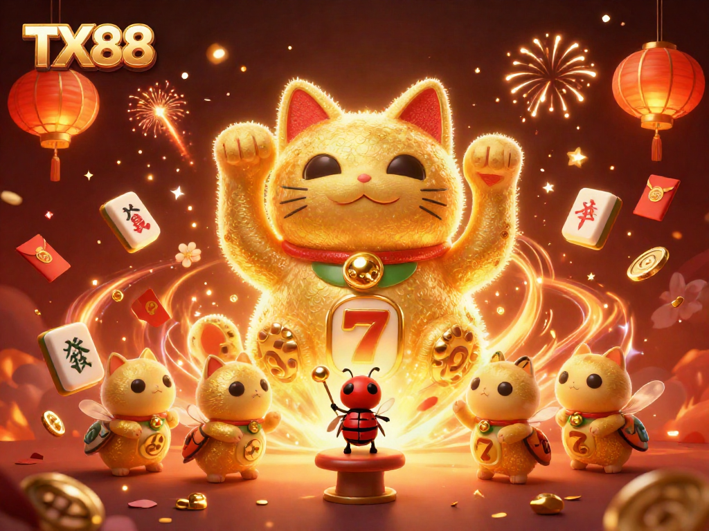 Experience the excitement of TX88 through dynamic casino symbols and vibrant 3D illustrations.