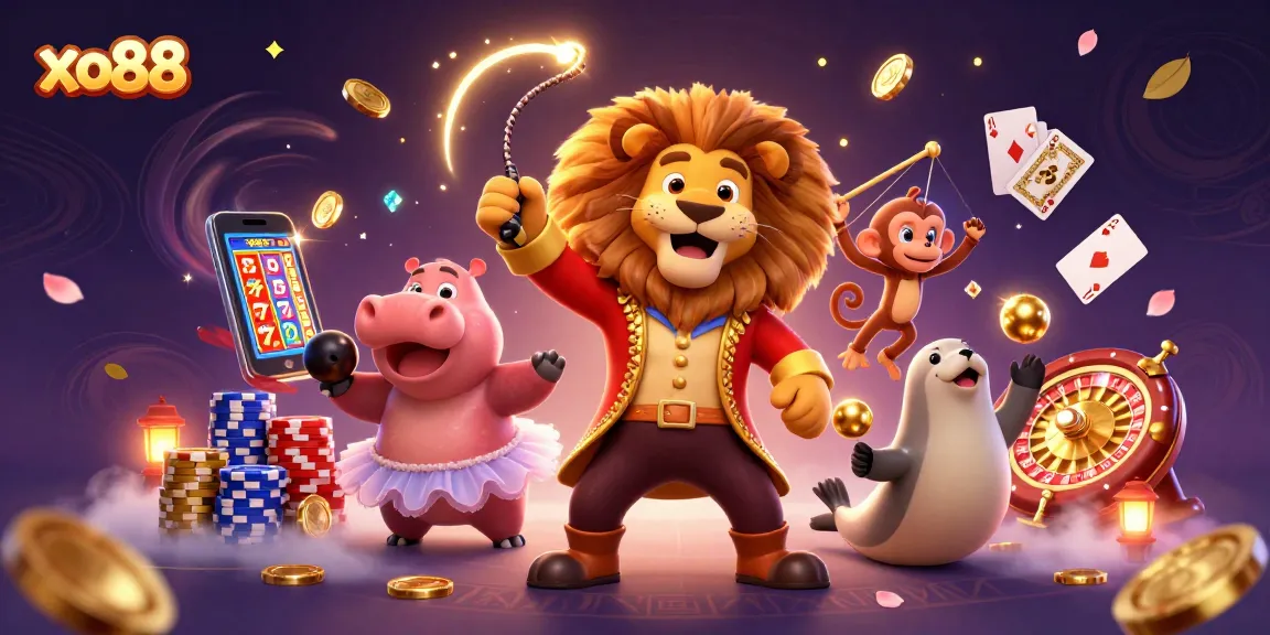 Experience thrilling gameplay at xo88 with vibrant characters, sparkling coins, and engaging casino elements.
