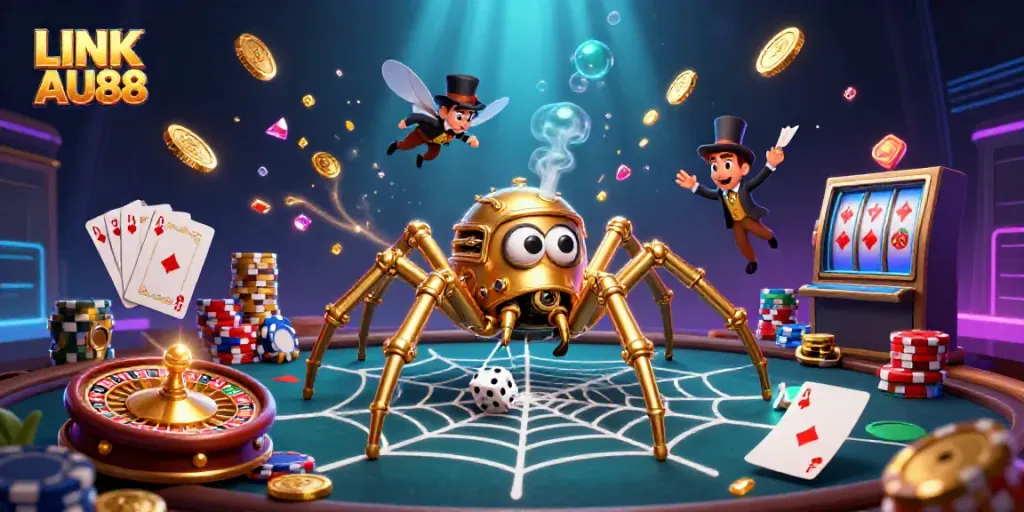 Catch unlucky dice in a web of golden chains at LINK AU88's dynamic casino scene.