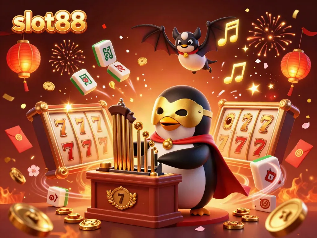 Experience the thrill of slot88 with a dynamic illustration showcasing rich casino elements.