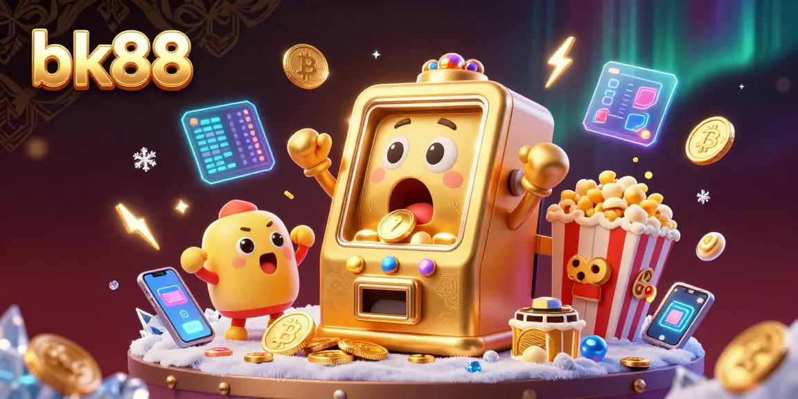 Engage with bk88 as the golden slot machine hits a jackpot with exciting coins flying in a dynamic casino scene.