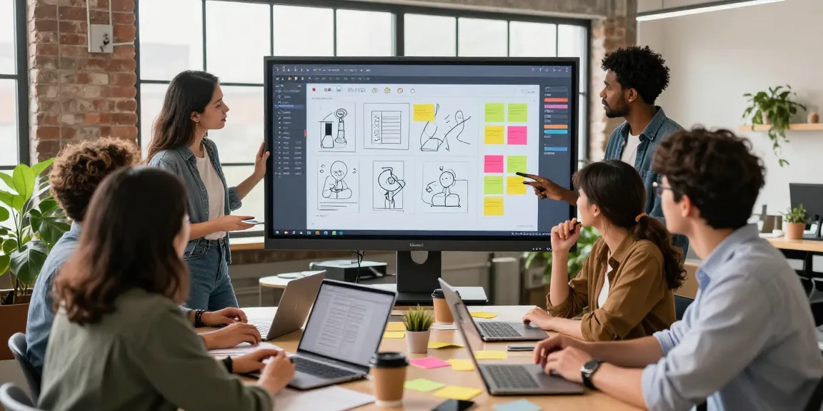Collaboration on Google Mixboard in a modern creative workspace with a diverse team