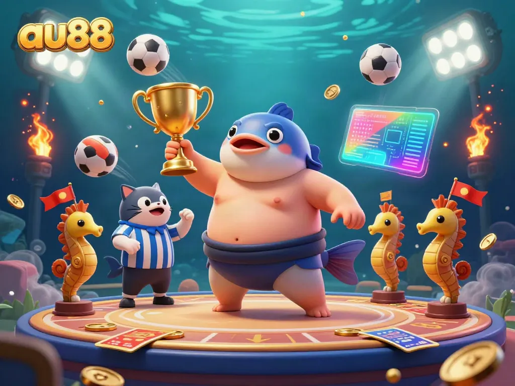 Experience exciting moments with au88 in a vibrant underwater casino scene filled with action.