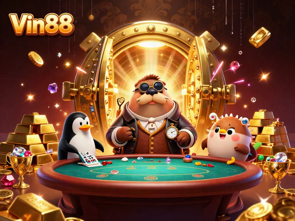 Experience the excitement of Vin88's gambling universe with thrilling poker action and treasure.