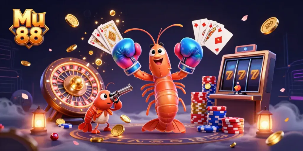 Experience exciting gameplay with Mu 88's vibrant casino atmosphere featuring animated characters and dynamic gaming elements.