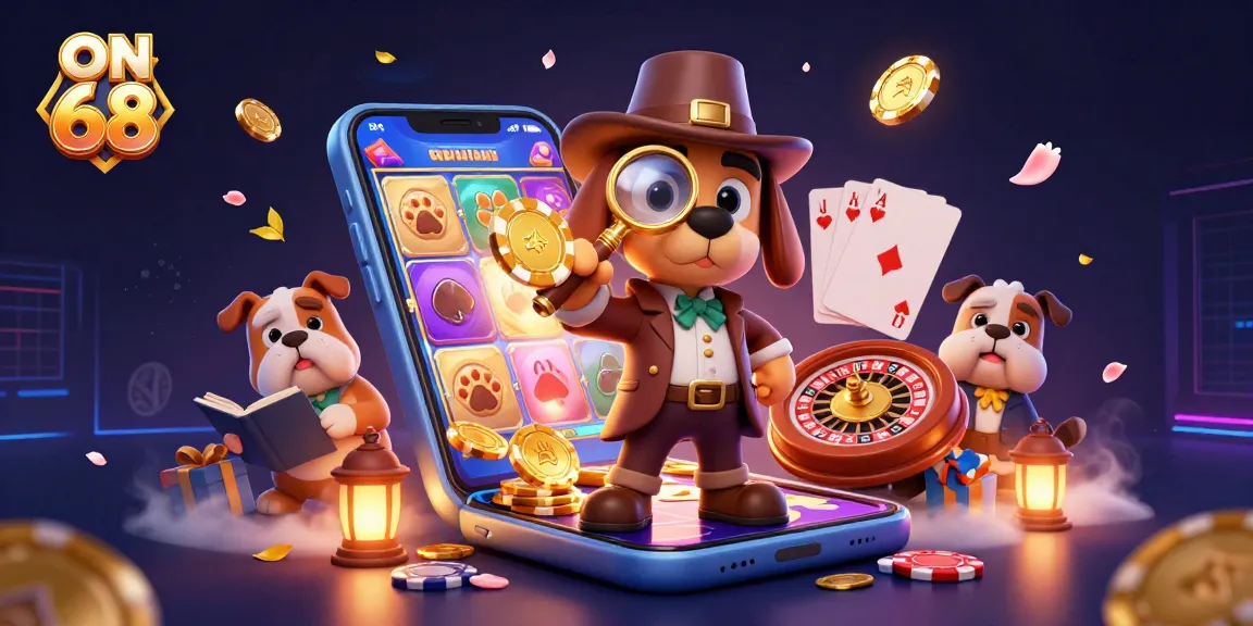 Engage with ON 68 as a detective duo uncovers poker chip treasures in a vibrant casino scene.