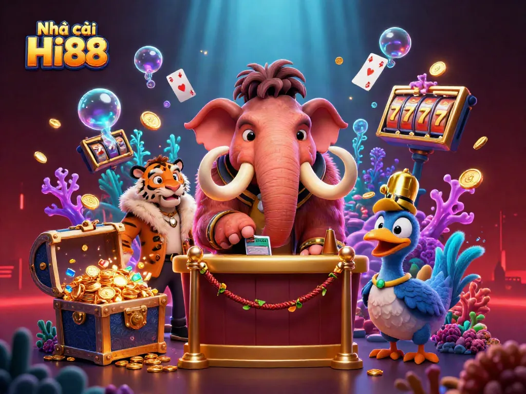 Engage with thrilling games at Nhà cái Hi88 featuring a vibrant casino scene.