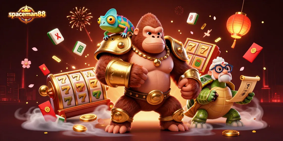Experience the thrilling action of spaceman88 with vibrant symbols and characters in a dynamic casino atmosphere.