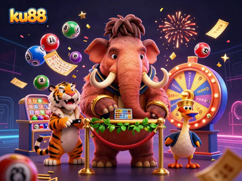 ku88 engages players with an exciting casino scene featuring dynamic elements and vibrant characters.