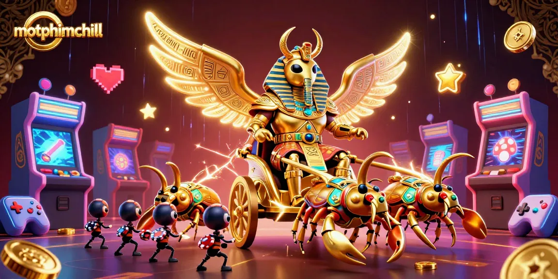 Engage with motphimchill's vibrant casino scene of a golden scarab beetle in action.